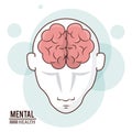 Mental health, human head brain front intelligence design