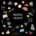 Mental health icons set Royalty Free Stock Photo