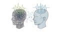 Mental health An illustration of two human heads representing artificial intelligence and human thought Royalty Free Stock Photo