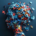 Mental health journey: puzzle pieces silhouette