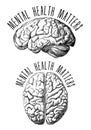 Mental health matters, human brain, vector illustration