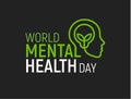 Mental health Modern vector logo. World health day, Flat human head icon with lamp and leaf inside. Template for the