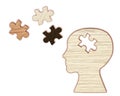 Mental health symbol. Human head silhouette with a puzzle Royalty Free Stock Photo