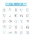 Mental health vector line icons set. Mental, health, psychological, wellbeing, stress, anxiety, depression illustration Royalty Free Stock Photo