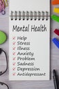 Mental Health written on notebook concept