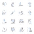 Mental hospital line icons collection. Psychosis, Schizophrenia, Depression, Anxiety, Insanity, Bipolar, Delirium vector