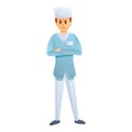 Mental hospital serious doctor icon, cartoon style