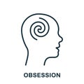 Mental Obsession in Human Head Line Icon. Person Mind Disorder Linear Pictogram. Emotional Resource, Hypnosis Outline