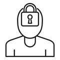 Mental person lock icon, outline style