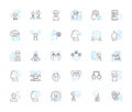 Mental science linear icons set. Psychology, Psychotherapy, Mental health, Cognition, Emotion, Perception, Mood line