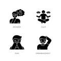 Mental state black glyph icons set on white space Royalty Free Stock Photo