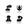 Mental state drop shadow black glyph icons set Royalty Free Stock Photo