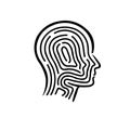 Mental thinking and searching of decision maze labyrinth inside man head symbol