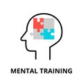 Mental Training icon, flat thin line vector illustration