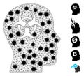 Mental Virus Polygonal Mesh Pictogram with Coronavirus Nodes