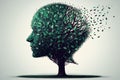 Mental Wellness Positivity and Creativity concept with Head in a shape of a tree with green leafs. Ai generated Royalty Free Stock Photo
