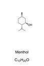 Menthol, naturally found in mint plants, chemical formula