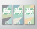 Menthol Chocolate Abstract Vector Packaging Design Labels Set. Modern Typography and Hand Drawn Mint Leaves Sketch