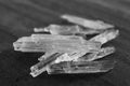 Menthol crystals on grey background, closeup view