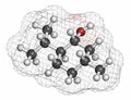 Menthol molecule. Present in peppermint, corn mints, etc. Atoms are represented as spheres with conventional color coding: