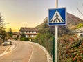 Road sign indication pedestrian crossing