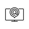 Black line icon for Mentioned, described and cited Royalty Free Stock Photo