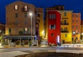 Menton. Antique multi-colored facades of medieval houses.