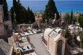 Menton, France - August 8, 2023 - The old cemetery with a panoramic view of the Mediterranean Sea