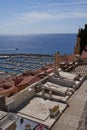 Menton, France - August 8, 2023 - The old cemetery with a panoramic view of the Mediterranean Sea