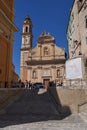 Menton, France - August 8, 2023 - stairs leading to Basilique St Michel on a beautiful summer day