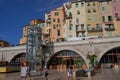 Menton, France - August 8, 2023 - View on old part of Menton on a beautiful summer day