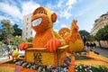 MENTON, FRANCE - FEBRUARY 20: Lemon Festival (Fete du Citron) on the French Riviera.The theme for 2015 was: Tribulations of a Royalty Free Stock Photo