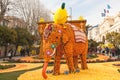 MENTON, FRANCE - FEBRUARY 27: Lemon Festival (Fete du Citron) on the French Riviera.Thousands of lemons and oranges are used to bu Royalty Free Stock Photo