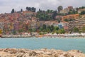 Menton town in a colorful houses at summer