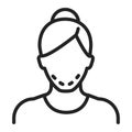 Mentoplasty black line icon. Change shape of chin. Faceless girl with face surgery. Isolated vector element. Outline pictogram for Royalty Free Stock Photo