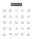 Mentor line icons collection. Tenants, Maintenance, Lease, Inspections, Rent, Investments, Accounting vector and linear
