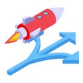 Mentor rocket icon, isometric style Royalty Free Stock Photo