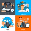 Mentoring Coaching Concept 2x2 Icons Set Royalty Free Stock Photo