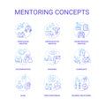 Mentoring concept icons set