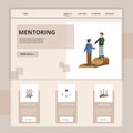 Mentoring flat landing page website template. Delegation, supervising, leadership. Web banner with header, content and