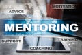 Mentoring on the virtual screen. Education concept. E-Learning. Success.