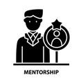 mentorship icon, black vector sign with editable strokes, concept illustration