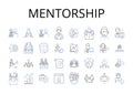 Mentorship line icons collection. Apprenticeship, Coaching, Guidance, Tutoring, Advice-giving, Direction-setting