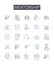 Mentorship line icons collection. Apprenticeship, Coaching, Guidance, Tutoring, Advice-giving, Direction-setting