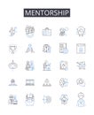 Mentorship line icons collection. Apprenticeship, Coaching, Guidance, Tutoring, Advice-giving, Direction-setting