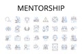 Mentorship line icons collection. Apprenticeship, Coaching, Guidance, Tutoring, Advice-giving, Direction-setting