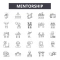 Mentorship line icons, signs, vector set, outline illustration concept