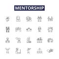 Mentorship line vector icons and signs. Guidance, Support, Tuition, Advising, Coaching, Education, Training, Access