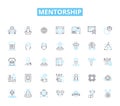 Mentorship linear icons set. guidance, support, coaching, inspiration, leadership, motivation, learning line vector and