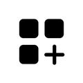 Menu with add option black glyph ui icon Royalty Free Stock Photo